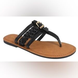 Black Strappy Sandal Gold Buckle size 7